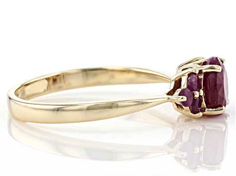 Red Ruby 10k Yellow Gold Ring 1.36ctw