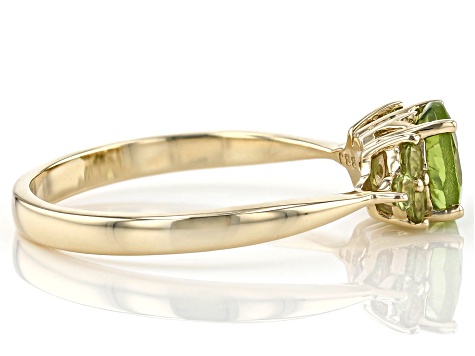 Green Peridot 10k Yellow Gold Ring 1.10ctw
