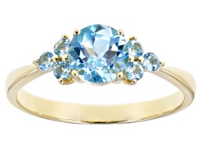 Swiss Blue Topaz 10k Yellow Gold Ring 1.05ctw