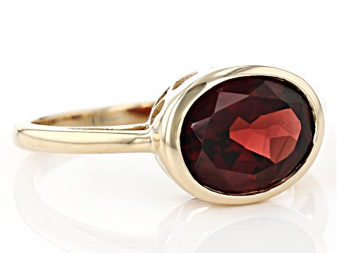 Red Garnet 10k Yellow Gold Solitaire Ring 2.98ct.