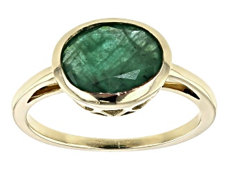 Green Emerald 10k Yellow Gold Ring 2.04ct