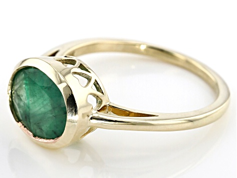 Green Emerald 10k Yellow Gold Ring 2.04ct