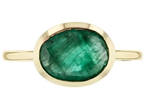Green Emerald 10k Yellow Gold Ring 2.04ct