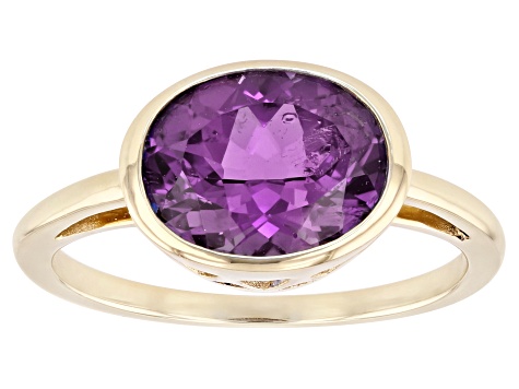 Blue Lab Created Alexandrite 10k Yellow Gold Ring