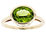 Green Peridot 10k Yellow Gold Ring 2.44ct