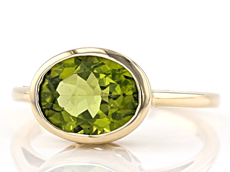 Green Peridot 10k Yellow Gold Ring 2.44ct