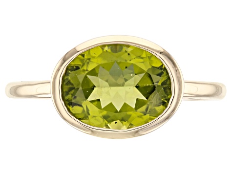 Green Peridot 10k Yellow Gold Ring 2.44ct