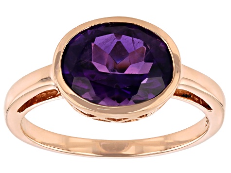 Purple Amethyst 10k Rose Gold Ring 1.96ct
