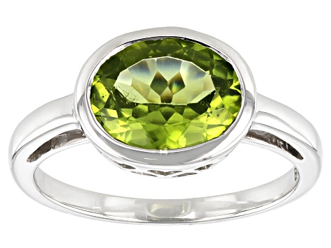 Green Peridot Rhodium Over 10k White Gold Ring 2.29ct