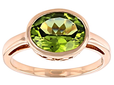 Green Peridot 10k Rose Gold Ring 2.29ct