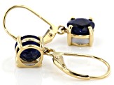 Blue Sapphire 10k Yellow Gold Dangle Earrings 2.38ctw
