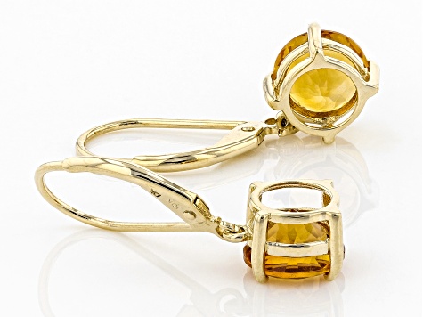 Golden Citrine 10k Yellow Gold Dangle Earrings 2.07ct