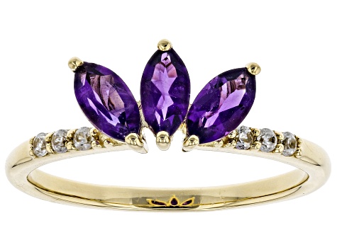 Purple African Amethyst 10k Yellow Gold Ring .66ctw