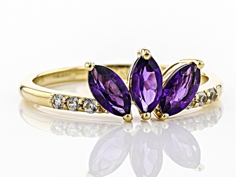 Purple African Amethyst 10k Yellow Gold Ring .66ctw