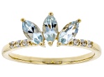 Blue Aquamarine 10k Yellow Gold Ring .63ctw
