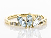 Blue Aquamarine 10k Yellow Gold Ring .63ctw
