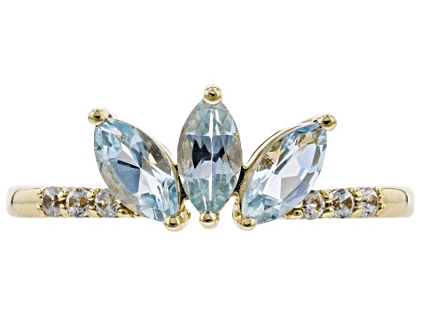 Blue Aquamarine 10k Yellow Gold Ring .63ctw