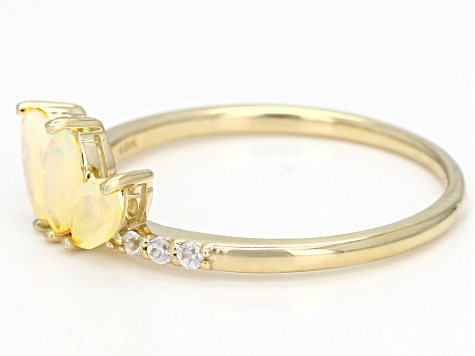 Multi-Color Ethiopian Opal 10k Yellow Gold Ring .49ctw