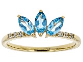 Swiss Blue Topaz 10k Yellow Gold Ring .73ctw