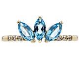 Swiss Blue Topaz 10k Yellow Gold Ring .73ctw