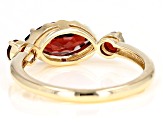 Red Garnet 10k Yellow Gold 3-Stone Ring 1.31ctw