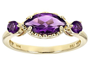 Picture of Purple Amethyst 10k Yellow Gold 3-Stone Ring .96ctw