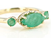 Green Sakota Emerald 10k Yellow Gold 3-Stone Ring .89ctw