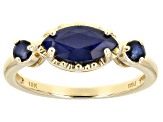 Blue Sapphire 10k Yellow Gold 3-Stone Ring 1.24ctw