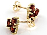 Red Vermelho Garnet(TM) 10k Yellow Gold Stud Earrings 1.73ctw