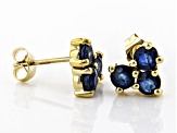 Blue Sapphire 10k Yellow Gold Stud Earrings 1.24ctw