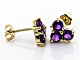 Purple African Amethyst 10k Yellow Gold Stud Earrings 1.28ctw