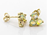 Multi-Color Opal 10k Yellow Gold Stud Earrings 1.11ctw