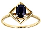 Blue Sapphire Solitaire 10k Yellow Gold Ring 0.81ct