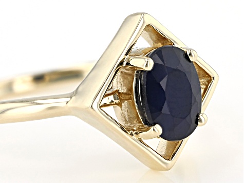 Blue Sapphire Solitaire 10k Yellow Gold Ring 0.81ct