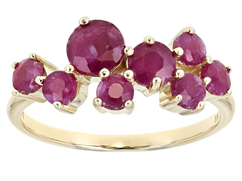 Red Ruby 10k Yellow Gold Ring 1.55ctw - LLS488E | JTV.com