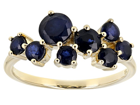 Blue Sapphire 10k Yellow Gold Band Ring 1.57ctw