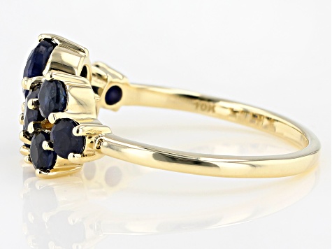 Blue Sapphire 10k Yellow Gold Band Ring 1.57ctw