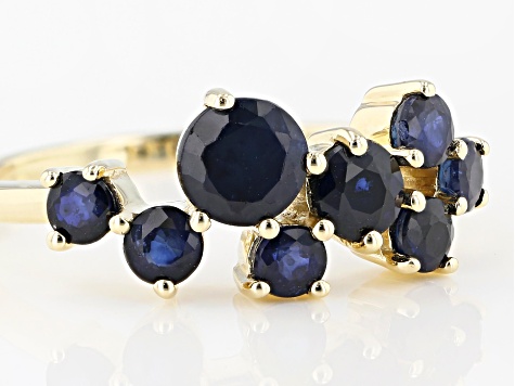 Blue Sapphire 10k Yellow Gold Band Ring 1.57ctw