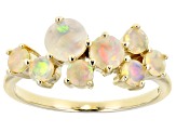 Mulit Color Opal 10k Yellow Gold Band Ring