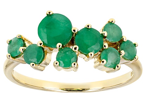 Green Emerald 10k Yellow Gold Band Ring 1.18ctw