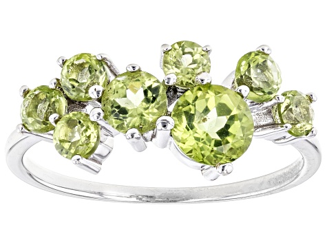 Green Peridot Rhodium Over 10k White Gold Ring 1.48ctw