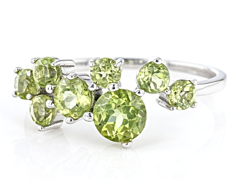 Green Peridot Rhodium Over 10k White Gold Ring 1.48ctw