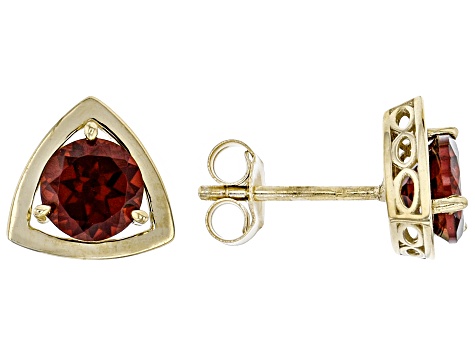 Red vermelho Garnet(TM) 10k Yellow Gold Stud Earrings 1.74ctw