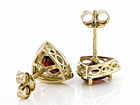 Red vermelho Garnet(TM) 10k Yellow Gold Stud Earrings 1.74ctw