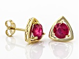 Red Mahaleo® Ruby 10k Yellow Gold Stud Earrings 1.94ctw