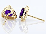 Purple Amethyst 10k Yellow Gold Stud Earrings 1.22ctw