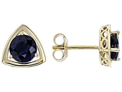 Blue Sapphire 10k Yellow Gold Stud Earrings 2.02ctw - LLS489H | JTV.com