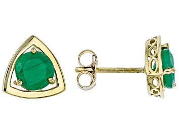 Picture of Green Sakota Emerald 10k Yellow Gold Stud Earrings 1.19ctw
