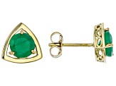 Green Sakota Emerald 10k Yellow Gold Stud Earrings 1.19ctw