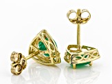 Green Sakota Emerald 10k Yellow Gold Stud Earrings 1.19ctw